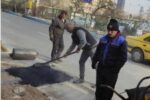 لکهگیری مسیر دوبانده گلکار با دستگاه آسفالت ساز سیار