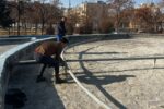 تداوم عملیات تعمیر و بازسازی آبنمای بوستان میدان اطلس