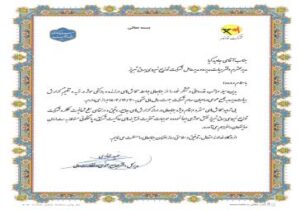 قدردانی مدیرکل دفتر مجامع عمومی و نظارت مالی شرکت توانیر از مدیردفتر هیات مدیره و مدیرعامل شرکت توزیع نیروی برق تبریز