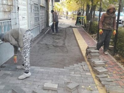 پیشرفت ۷۰ درصدی پروژه کفسازی در پیادهرو های خیابان ۱۷ شهریور