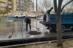چاله زدائی معابر شهرداری منطقه ۲ با استفاده از تراشه آسفالت