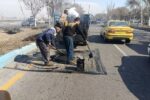 لکه گیری و چاله زدایی معابر سطح حوزه منطقه ۷ تبریز