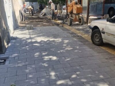 پیشرفت ۶۰ درصدی سنگفرش پیاده روها در بلوار راسته کوچه بازار تاریخی تبریز