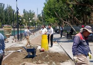 فاز اول کف سازی پیرامون استخر ائل گلی رو به اتمام است