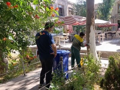 اندود کاری تنه درختان پوسیده کاروانسراهای بازار تاریخی تبریز