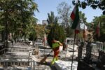 غبارروبی آرامستان بقائیه در اربعین حسینی با مشارکت نیروهای خدماتی شهرداری تبریز