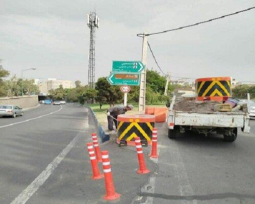 افزایش ایمنی معابر پرسرعت منطقه ۴ با نصب تجهیزات ترافیکی