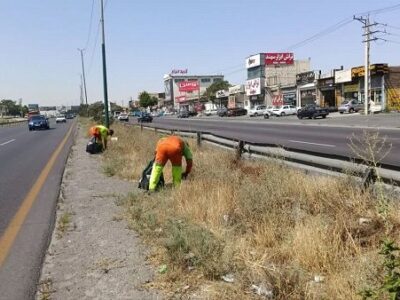 عملیات پاکسازی گسترده درجاده تبریز- آذرشهر توسط شهرداری منطقه ۷ اجرایی شد