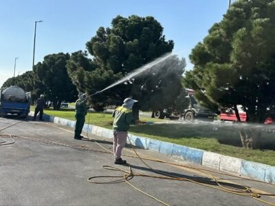 تداوم سمپاشی برای مقابله با بیماریها و آفات ویژه سوزنی برگان سطح شهر