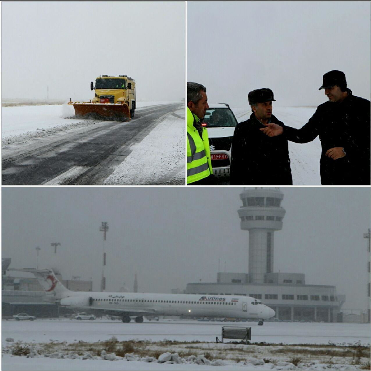 فرودگاه تبریز با وجود بارش سنگین برف باز است/ پرواز شیراز – تبریز – شیراز باطل شده است
