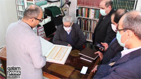 دیدار مدیرکل فرهنگ وارشاد اسلامی استان با استاد ذکریا عزتی خوشنویس برجسته میانه ای