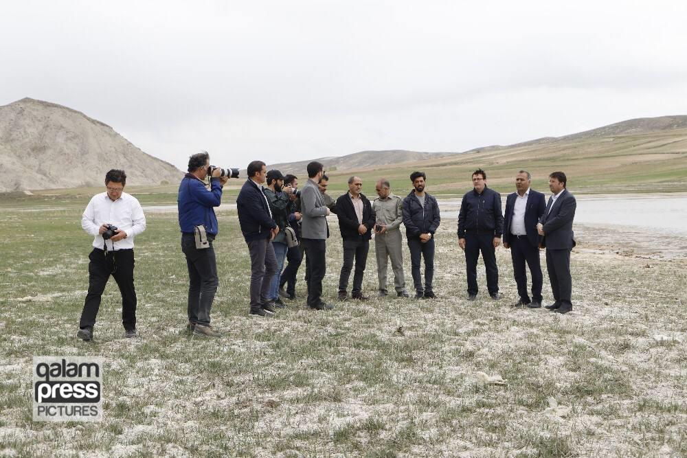 بازدید خبرنگاران و عکاسان رسانه‌های استان از پروژه‌های احیای تالاب قوری‌گل/ قوری‌گل در مسیر احیا