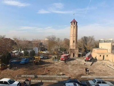 اجرای جدول گذاری بوستان آتش نشانی در مجاورت برج تاریخی یانقین