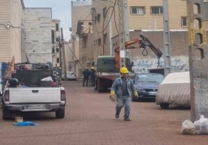 جابجایی تیرهای برق در مسیرگشایی آدی گوزل