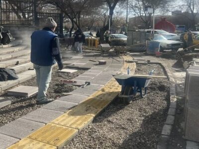 آغاز سنگفرش پیادهروهای بلوار جمهوری اسلامی