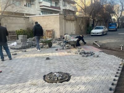 اتمام کف‌سازی۳۵۰۰ مترمربعی ۱۰متری بیست و ششم منظریه و ظلع شمالی خیابان آزادی