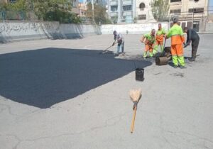 انجام مرمت آسفالت مدارس توسط شهرداری منطقه ۲