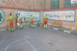 پاکسازی دبیرستان دخترانه آسیه عباسی کوی شهید کفاشپور و مدرسه پسرانه پیام واقع در خیابان انقلاب در راستای تداوم طرح استقبال از بهار علم و دانش