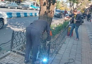 اجرای نرده‌گذاری باغچه‌های خیابان فلسطین( گجیل)