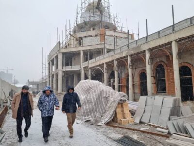 شروع اجرای نمای بیرونی عمارت کلاه ‌فرنگی