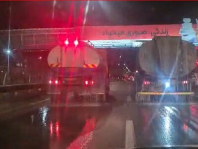 اجرای عملیات شبانه محلول پاشی معابر شرق تبریز