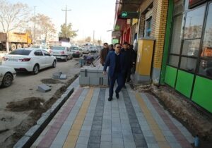 بهبود سیمای شهری در ورودی جنوبغرب تبریز با اجرای ۸۰۰ مترمربع کف سازی پیاده رو