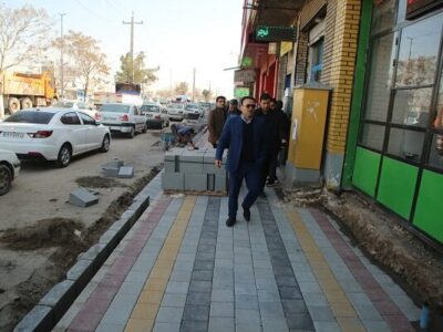 بهبود سیمای شهری در ورودی جنوبغرب تبریز با اجرای ۸۰۰ مترمربع کف سازی پیاده رو