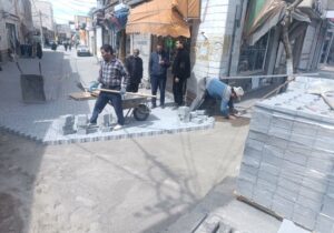 پیشرفت ۵۵ درصدی ساماندهی پیاده‌رو ضلع جنوبی جاده تبریز–آذرشهر