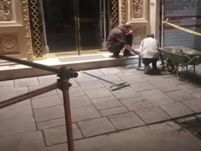 اصلاح سنگفرش پیاده روهای بلوار جمهوری اسلامی
