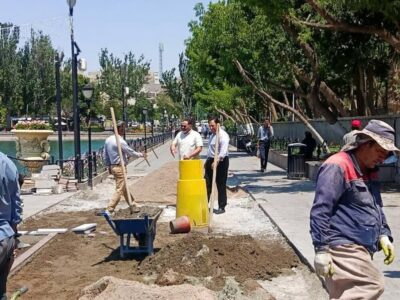 فاز اول کف سازی پیرامون استخر ائل گلی رو به اتمام است