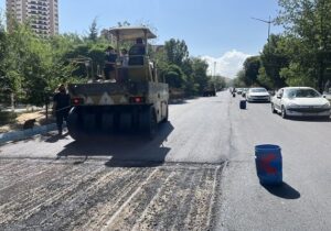 آغاز آسفالت ریزی لاین برگشت باند کندرو جاده ائل گلی
