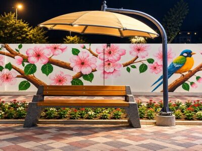 نصب مبلمان شهری و تجهیزات پارکی در بوستان در حال احداث دانشسرا