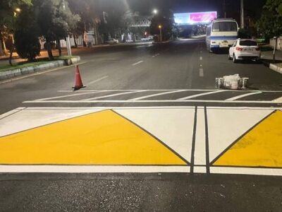 ایمنی معابر منطقه ۷ با رنگآمیزی دوجزئی سرعتکاهها