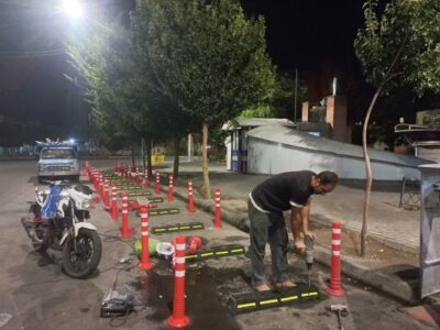 مرمت و نوسازی پارکینگ موتورسیکلت و ایستگاه تاکسی در ورودی پیادهراه تربیت